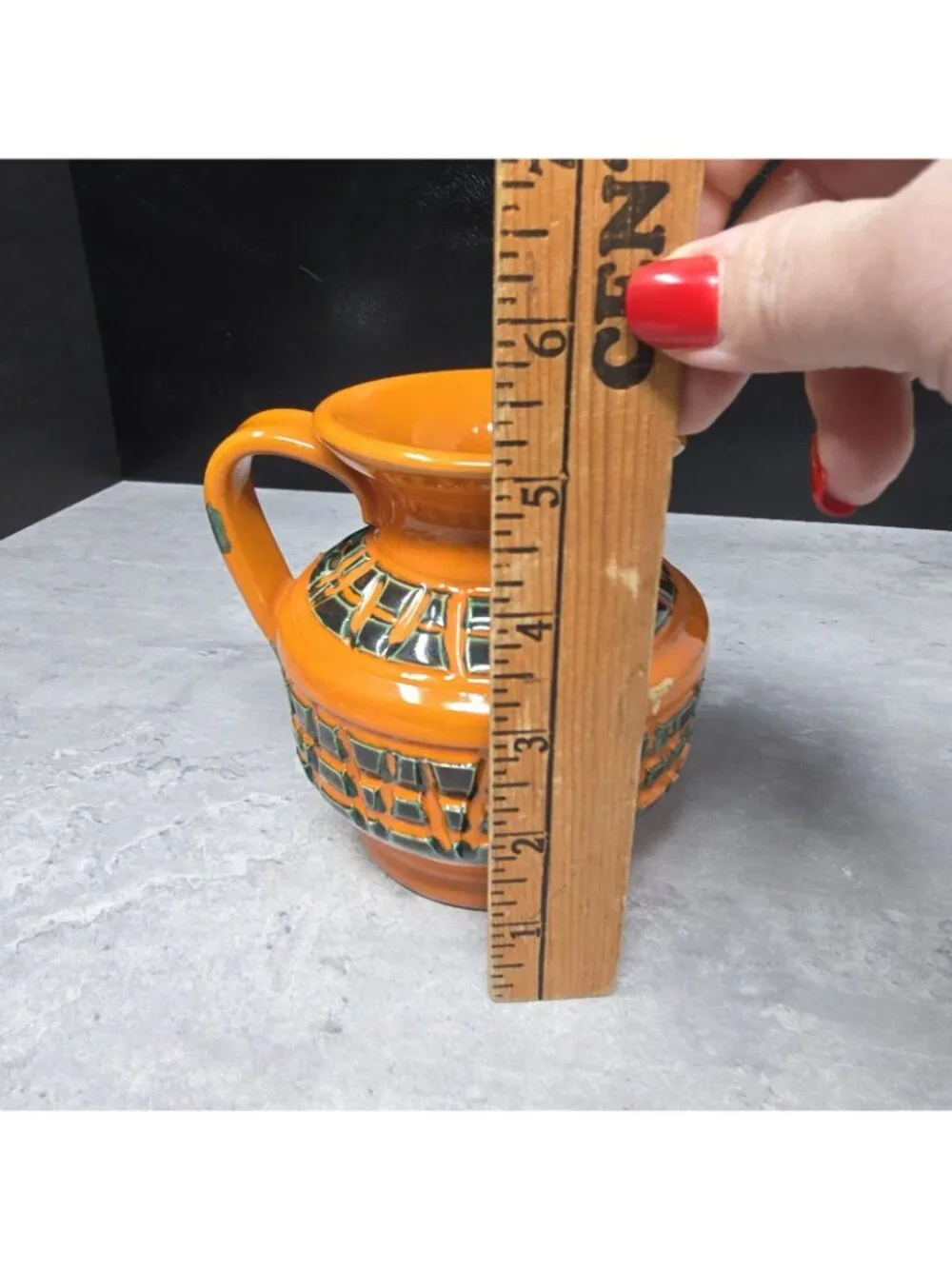 Bitossi Italy Italian Orange Pitcher Vase MCM POTTERY Colorful Statement